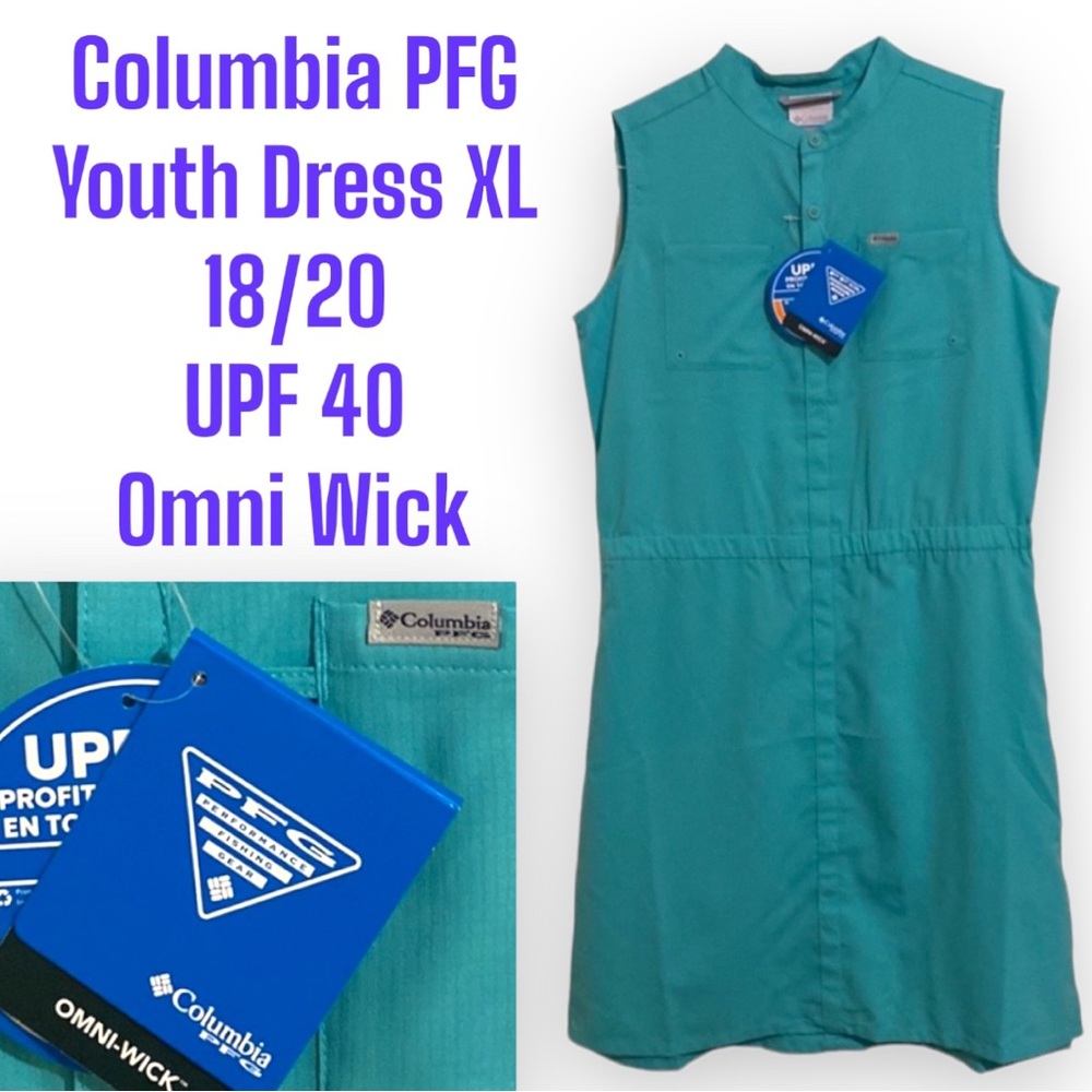 NWT Columbia PFG XL Dress 4 Pockets! Youth XL/18-20 UPF 40 Omni-Shade Omni-Wick